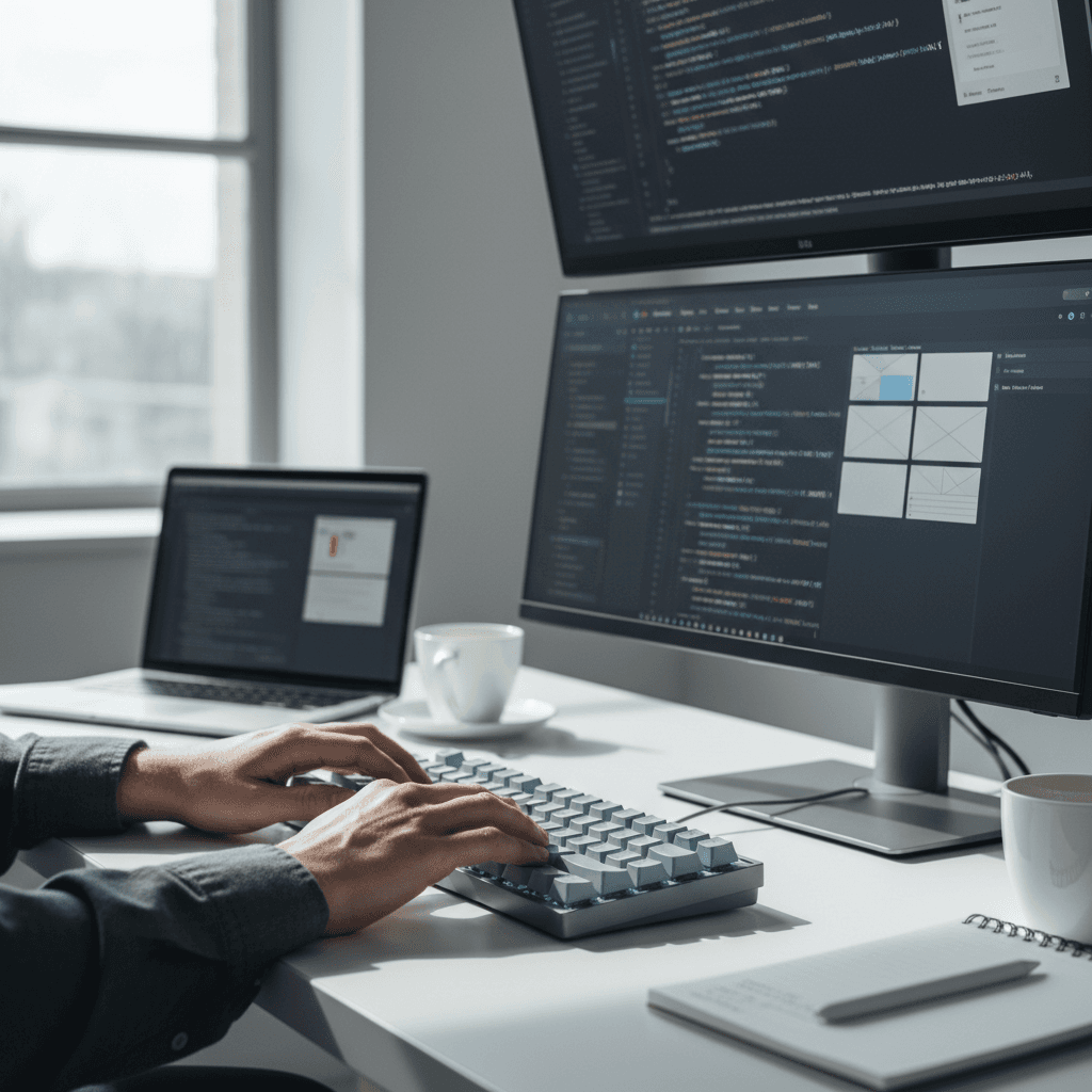 Developer efficiently building a website